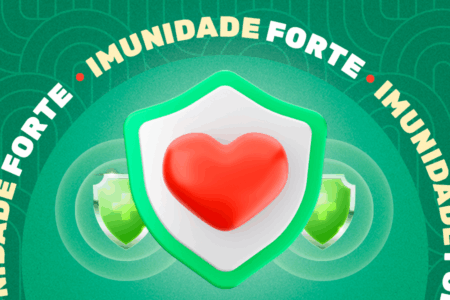 coração em fundo verde com a palavra imunidade