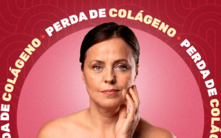 mulher com a mão no rosto perdendo colágeno