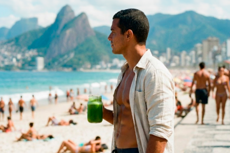 homem em frente a praia do Rio