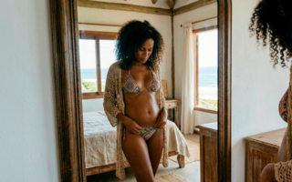 mulher se olhando no espelho