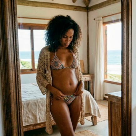 mulher se olhando no espelho