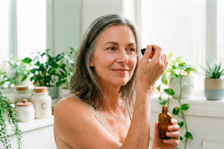 mulher fazendo skin care