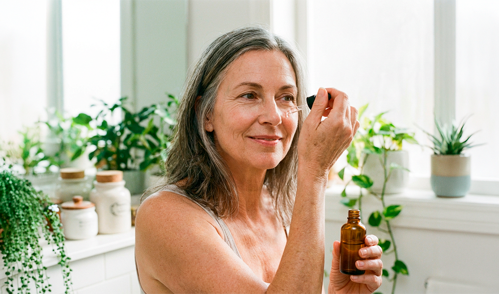 mulher fazendo skin care