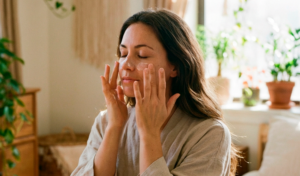 mulher passando protetor solar