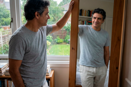 homem se olhando no espelho